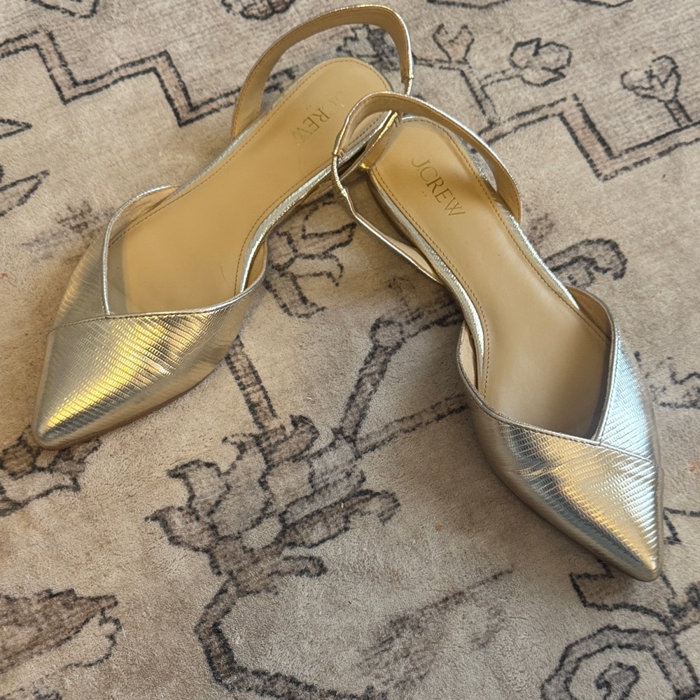 J. Crew Metallic Gold Pointed Flats